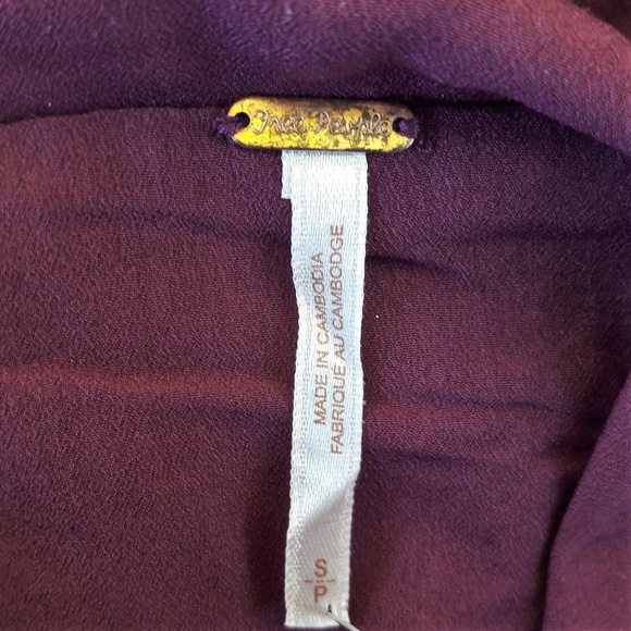 Free People Mini Dress Pleated Lace Eyelet Cutout Back Lined Wine Pockets S - Picture 7 of 8